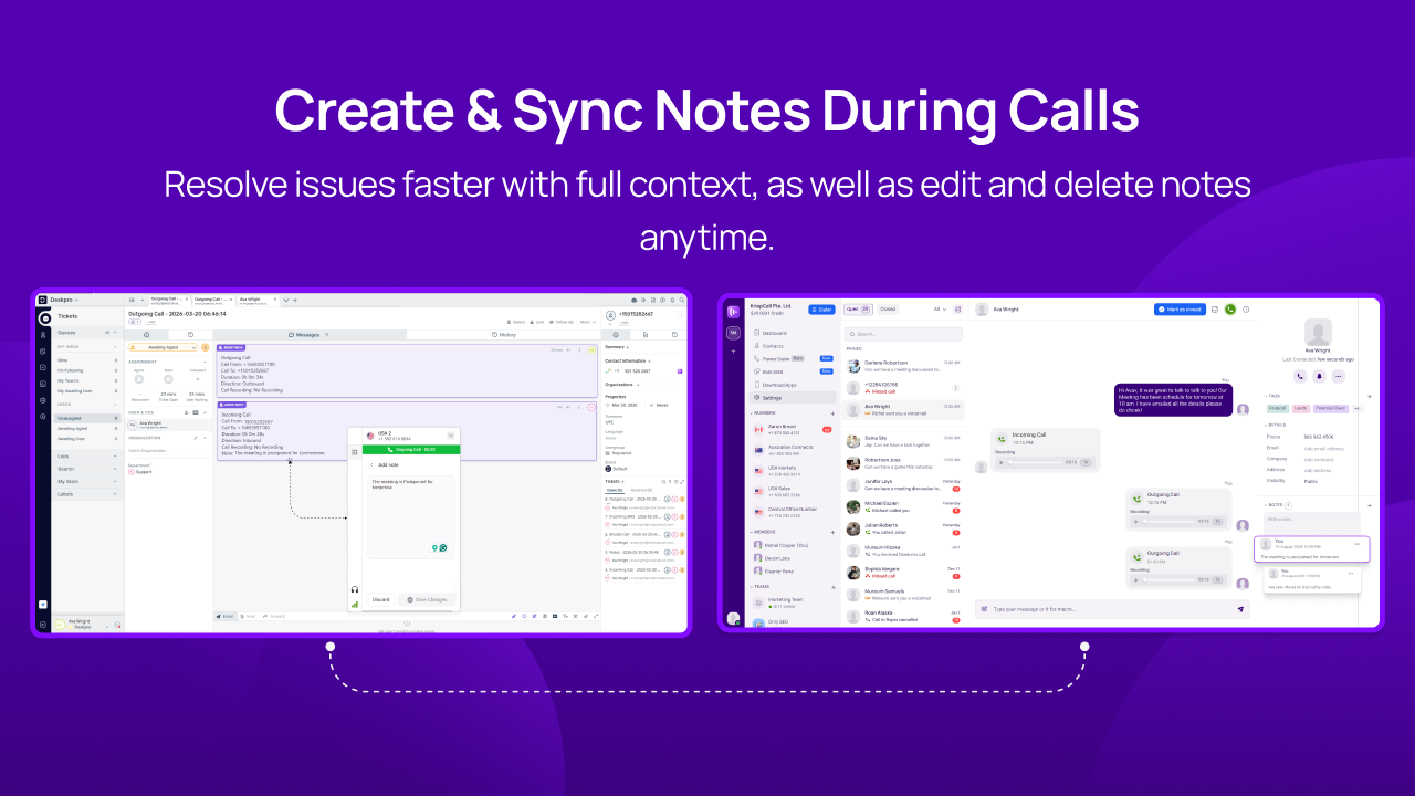 create and sync notes during calls