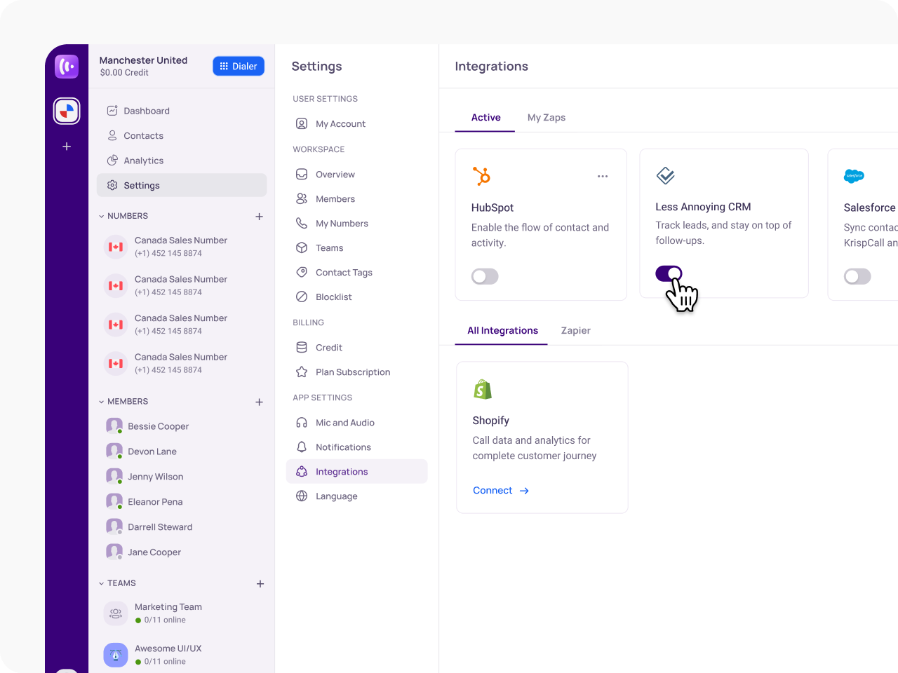 Manage the Active Integration
