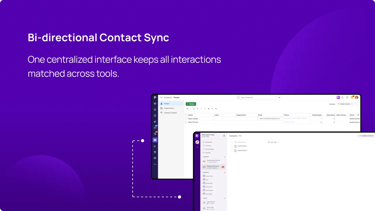 Bi-directional Contact Sync KrispCall X Pipedrive img