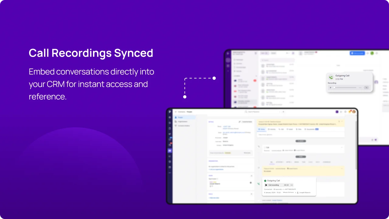 Call Recordings Synced KrispCall X Pipedrive img