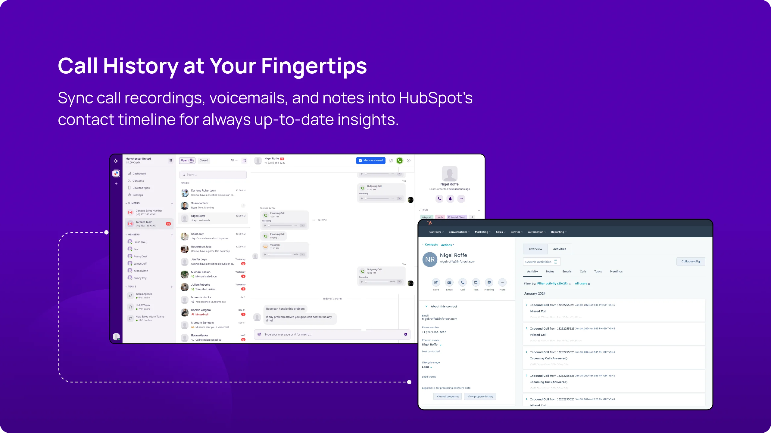 Calling inside HubSpot mobile 3