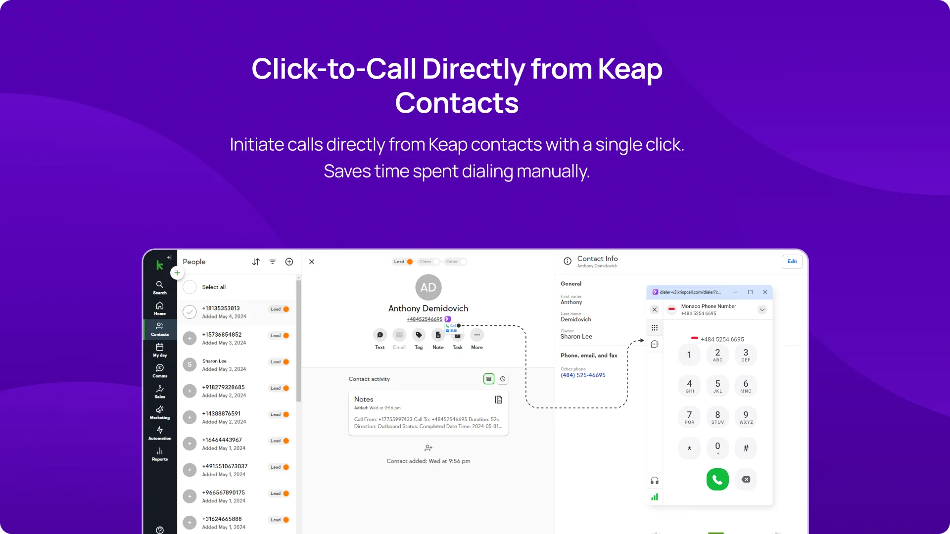 Click-to-Call Directly from Keap Contacts KrispCallxKeap image