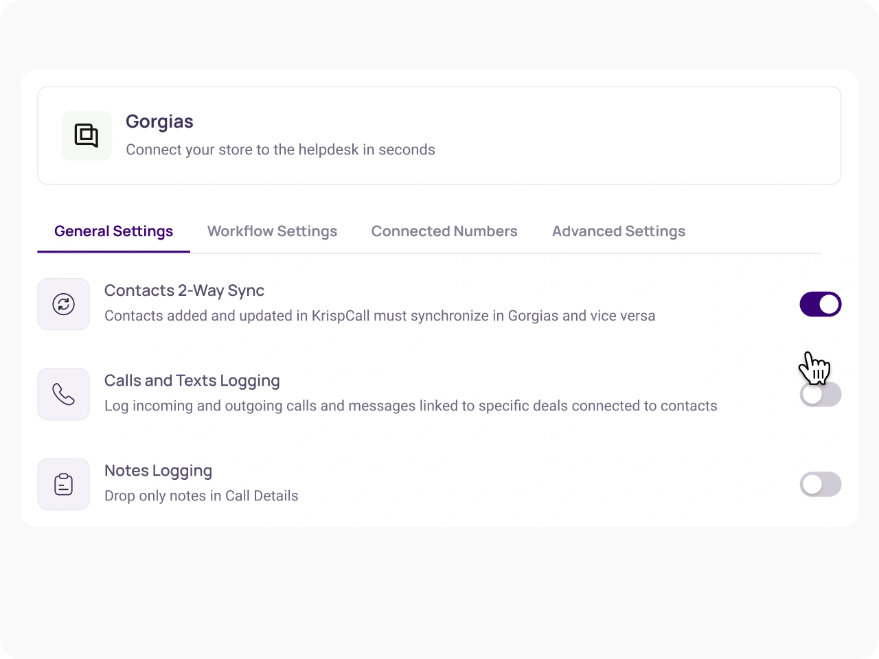 Enable Gorgias Integration Features img