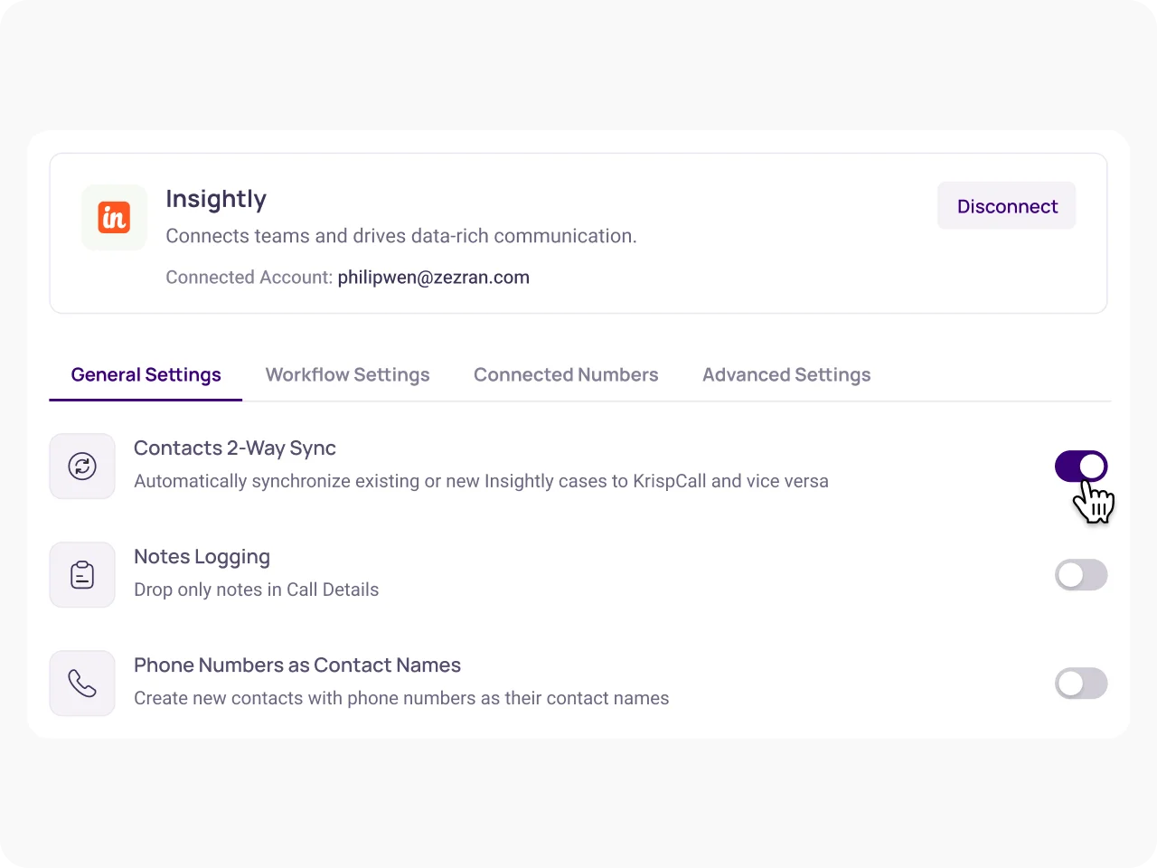 Enable Insightly Integration Features