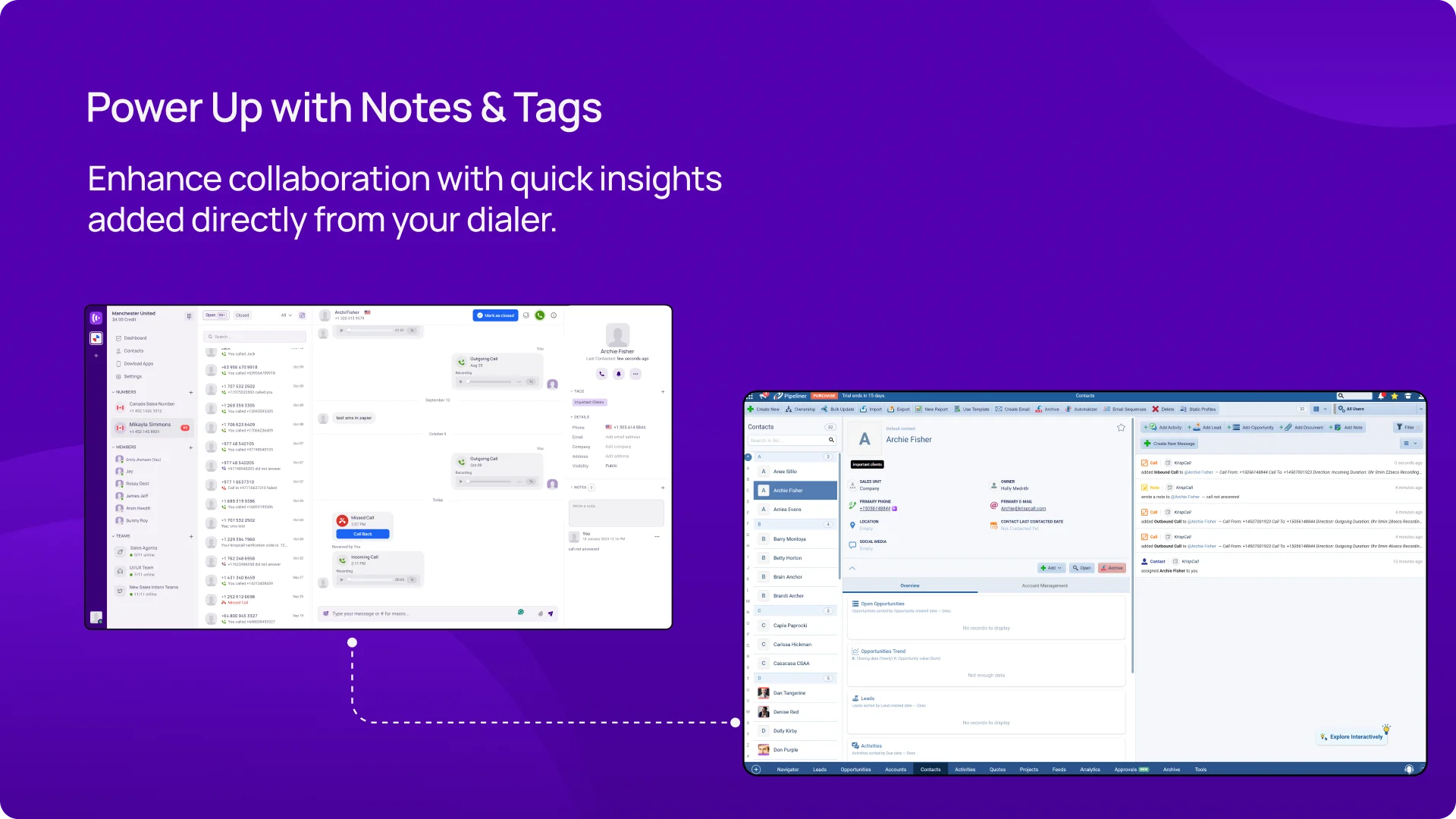 Enhance collaboration with quick insights added directly from your dialer KrispCallxPipeliner img