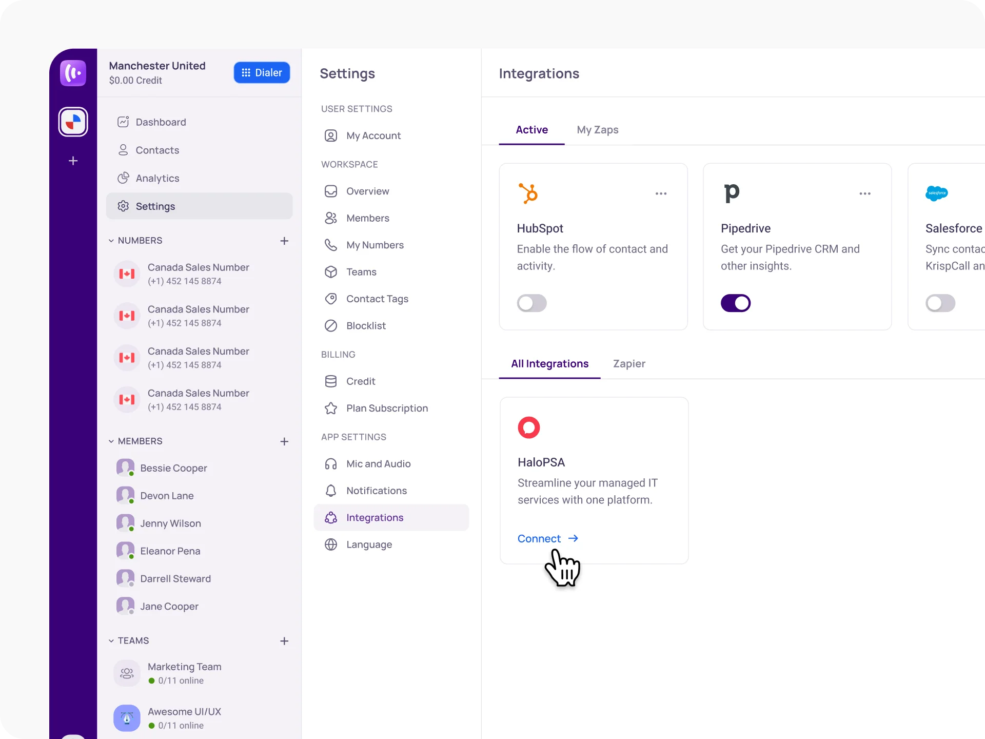 Go to Integrations