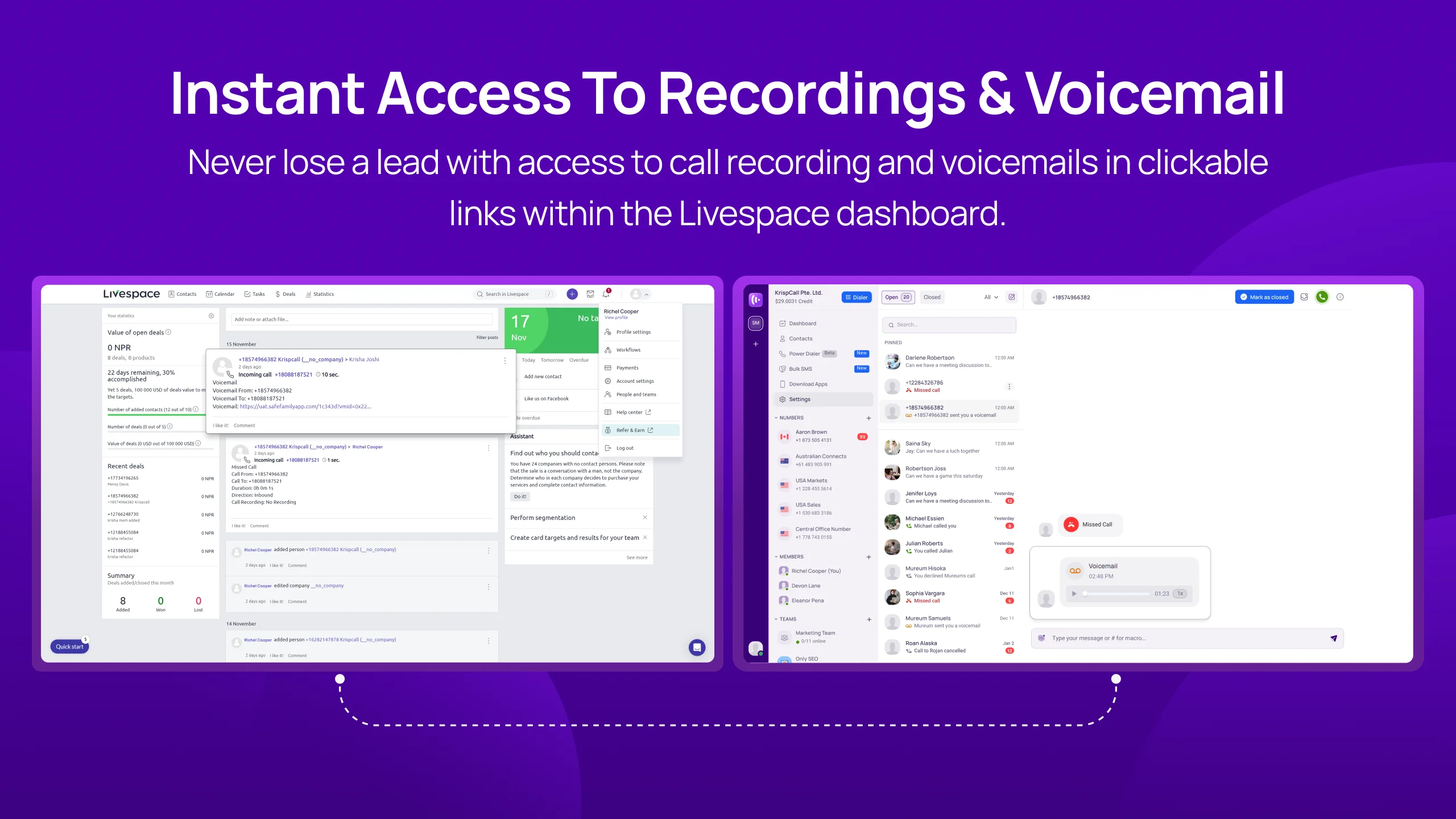 Instant Access To Recordings & Voicemail slider img