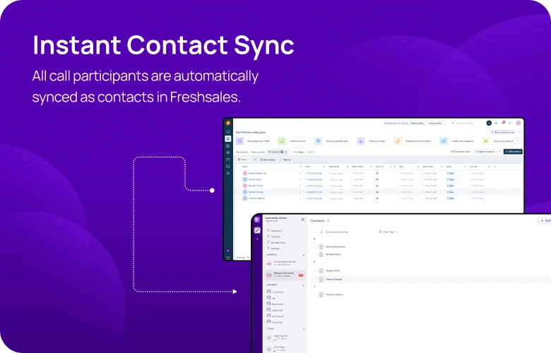 Instant Contact Sync KrispCallxFreshsales respo img