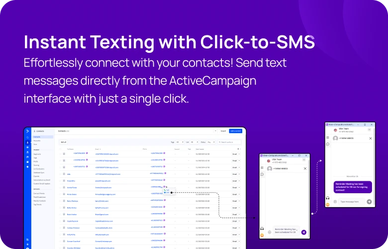 Instant Texting with Click-to-SMS KrispCallxActiveCampaign respo img