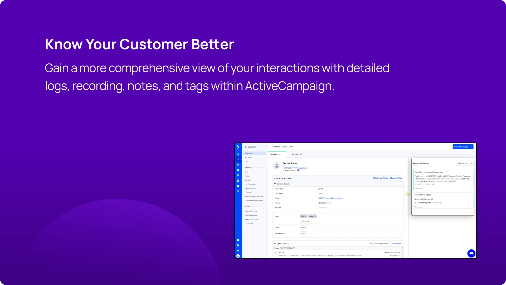 KrispCall X ActiveCampaign Know Your Customer Better img