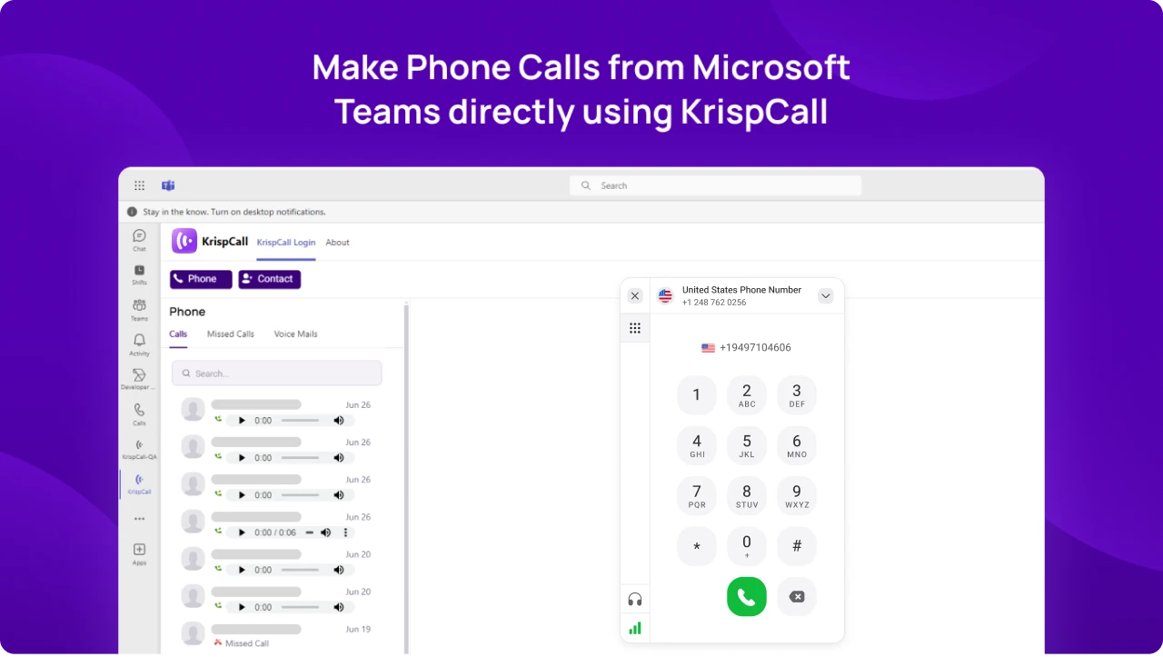 KrispCallxMicrosoft_Teams Make Phone Calls from Microsoft Teams directly using KrispCall img