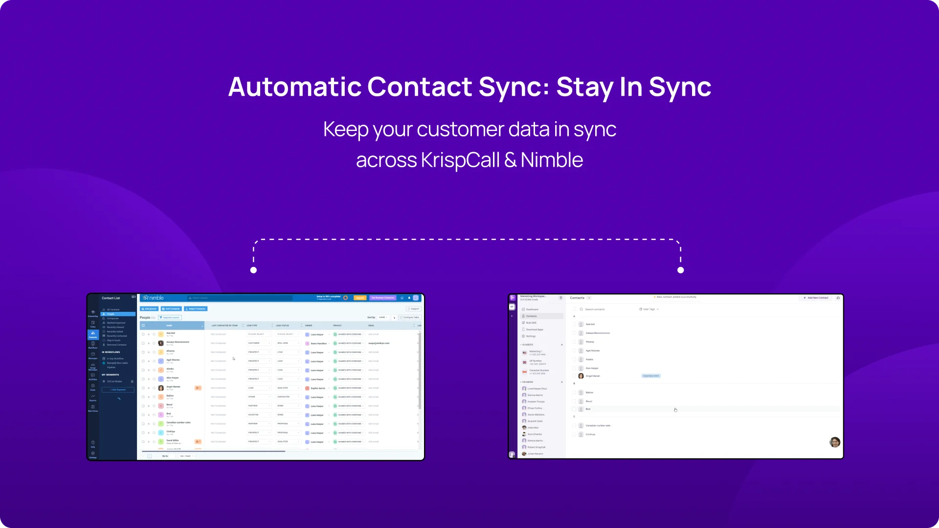 KrispCallxNimble Automatic Contact Sync Stay In Sync img