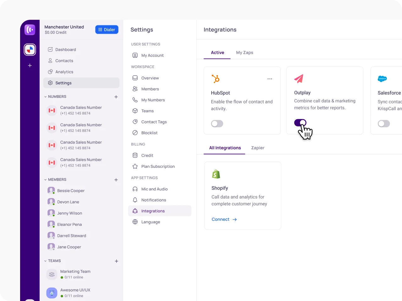 Manage the Active Integration