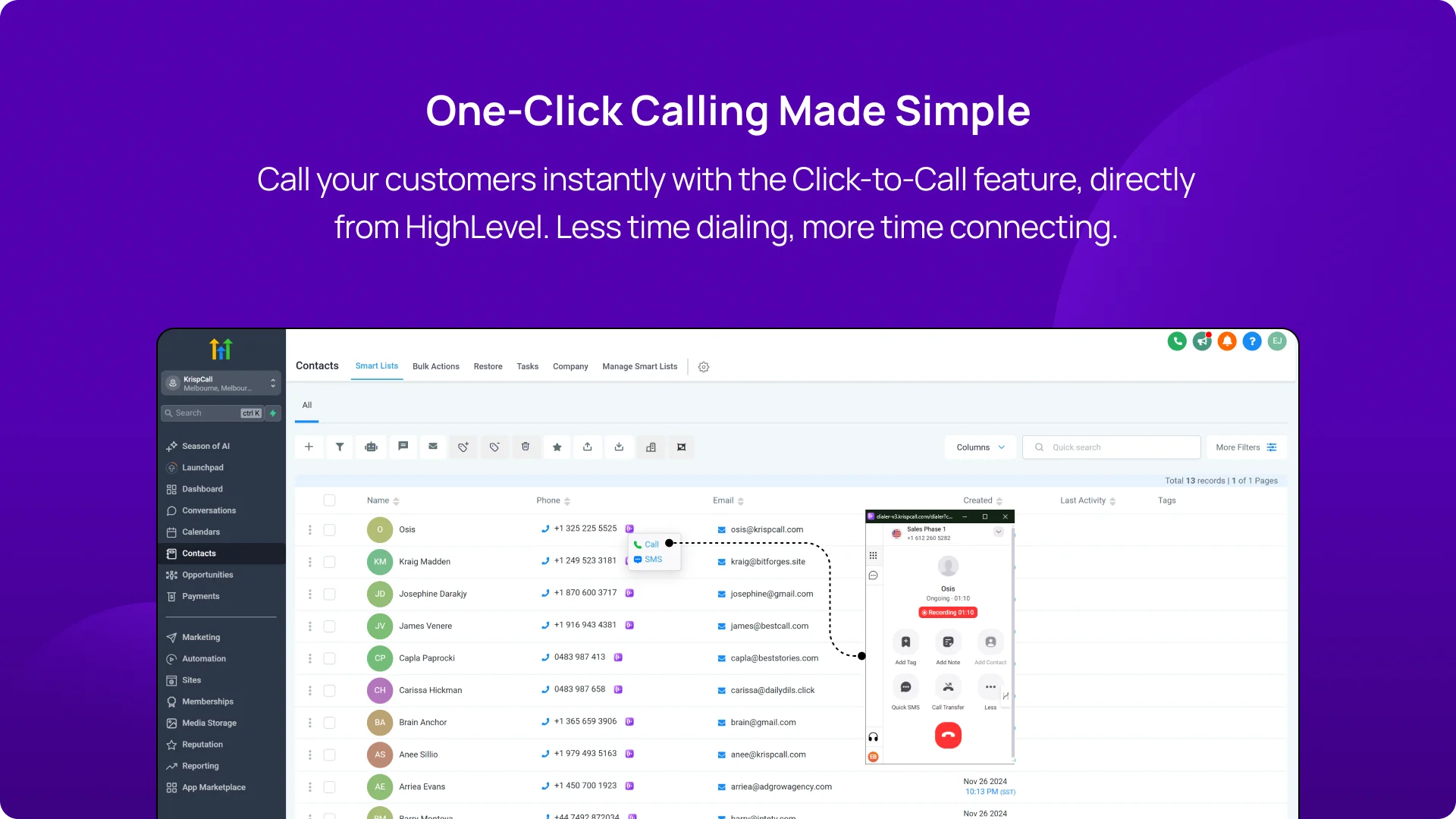 One-Click Calling Made Simple KrispCallxHighLevel img