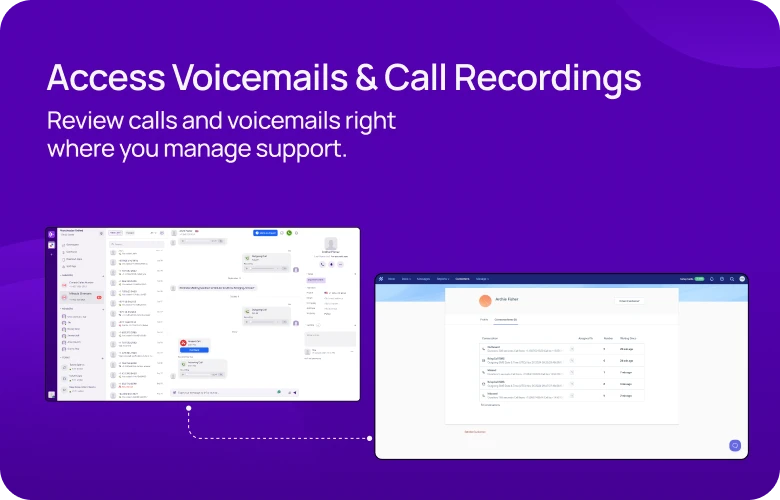 Review calls and voicemails right where you manage support KrispCallxHelp_Scout mobile image