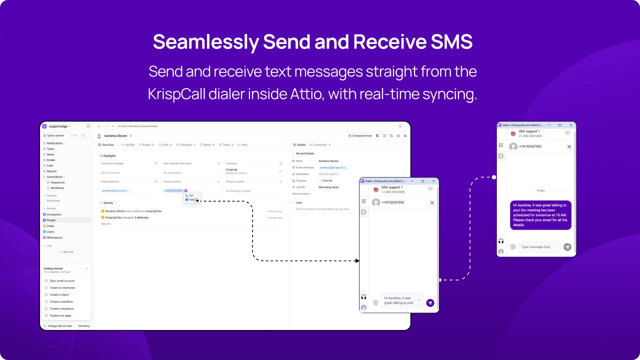 Seamlessly Send and Receive SMS attio