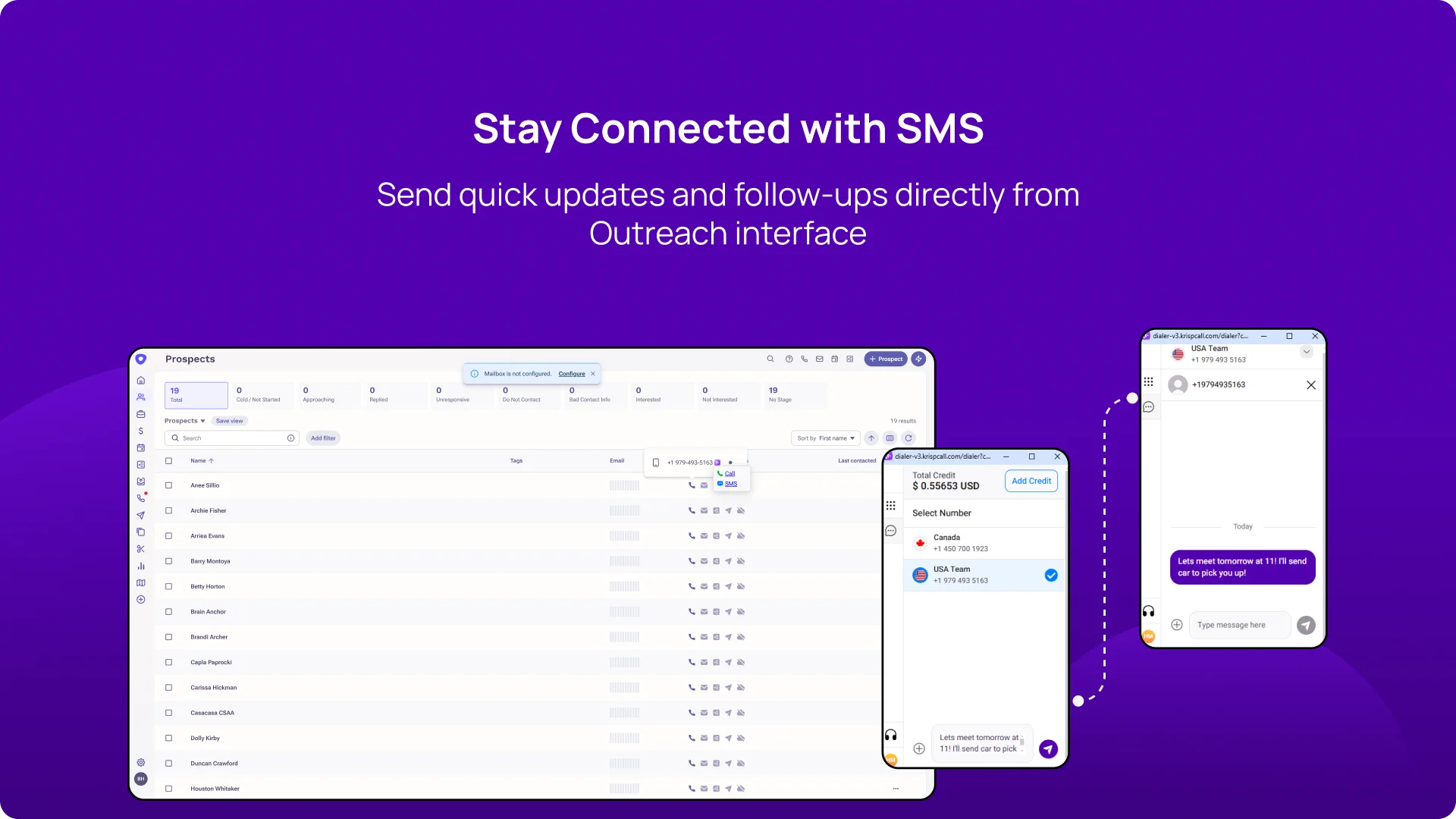 Send quick updates and follow-ups directly from Outreach interface KrispCallxOutreach img