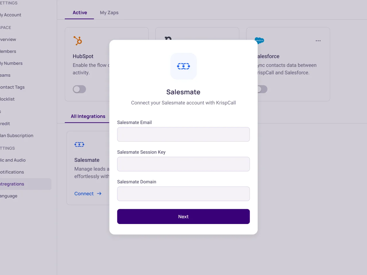 Sign in to your Salesmate account