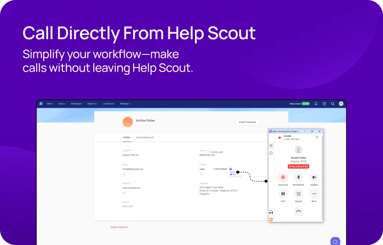 Simplify your workflow—make calls without leaving Help Scout KrispCallxHelp_Scout mobile image
