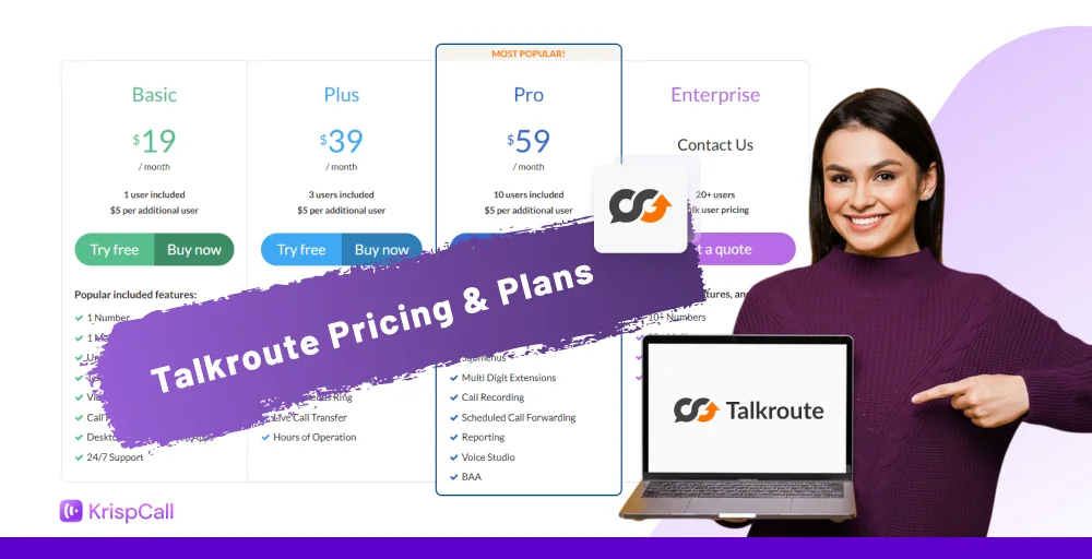 talkroute pricing and plans