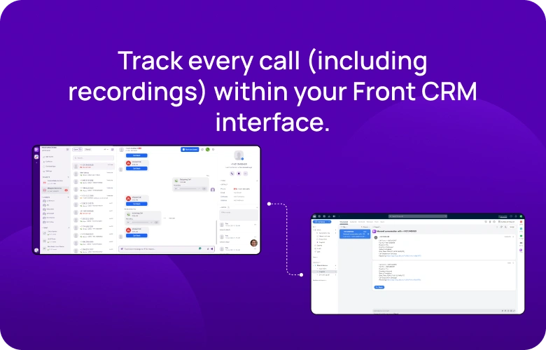 Track every call (including recordings) within your Front CRM interface KrispCallxFront respo img