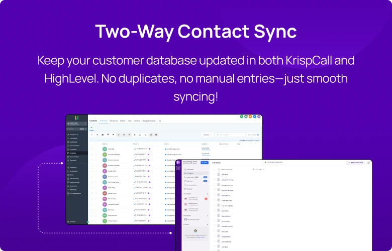 Two-Way Contact Sync KrispCallxHighLevel respo img